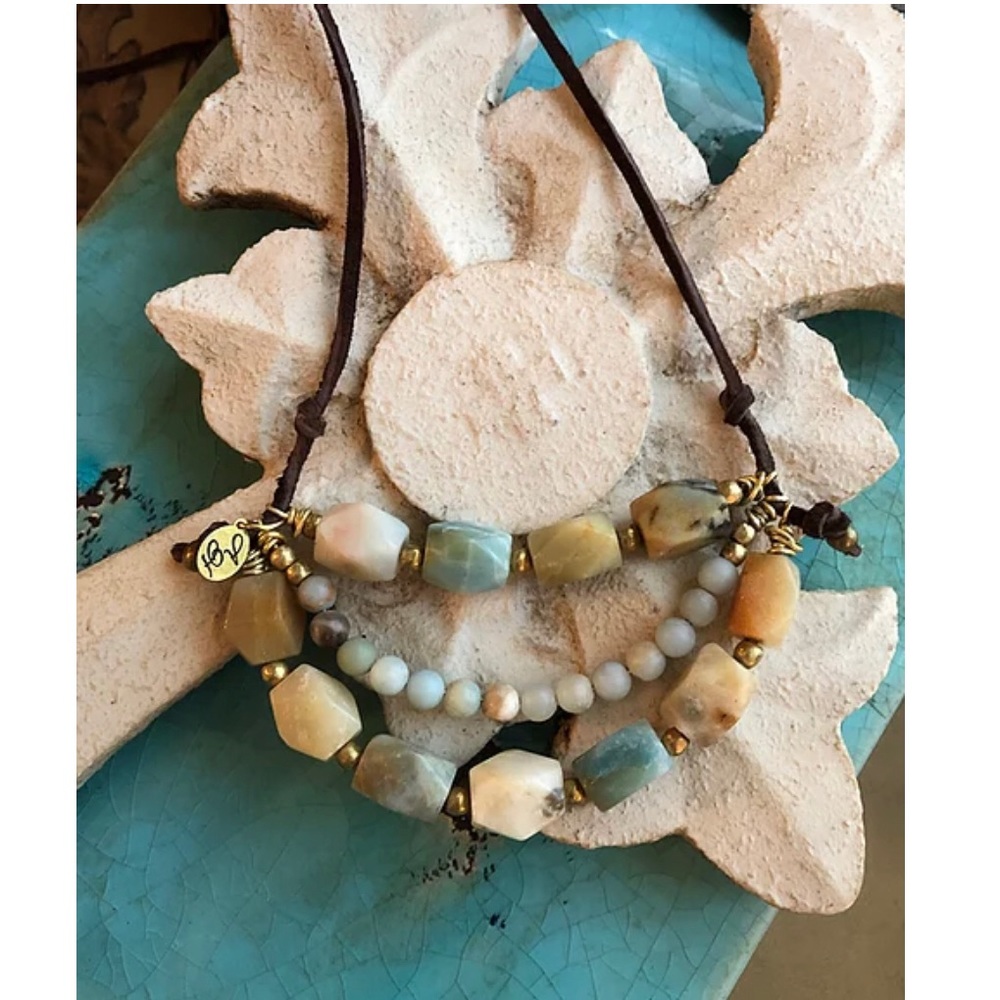 Boho Leather and Amazonite Necklace